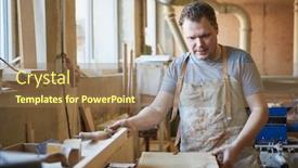  Presentation with woodworking - Colorful presentation enhanced with carpenter-training-in-woodworking backdrop and a coral colored foreground