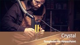  Presentation with vertical - Presentation theme featuring carpenter using a vertical router background and a coral colored foreground