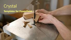  Presentation with band - PPT theme enhanced with carpenter-using-band-saw background and a tawny brown colored foreground