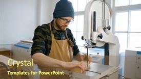  Presentation with band - Presentation theme with carpenter-using-band-saw background and a tawny brown colored foreground
