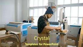  Presentation with band - Slides having carpenter-using-band-saw background and a tawny brown colored foreground