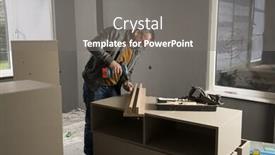  Presentation with cordless - Beautiful PPT theme featuring carpenter using cordless screwdriver backdrop and a gray colored foreground