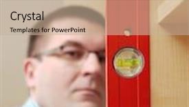  Presentation with spirit - Colorful PPT layouts enhanced with vertical alignment - carpenter using spirit level backdrop and a mint green colored foreground