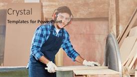  Presentation with wood joinery - Cool new slides with carpenter-using-wood backdrop and a coral colored foreground