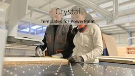  Presentation with apprentice - PPT theme featuring carpenter-with-apprentice-in-workshop background and a mint green colored foreground