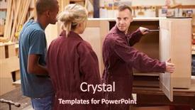  Presentation with carpenter - Amazing slide set having carpenter with apprentices building furniture backdrop and a  colored foreground