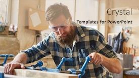  Presentation with carpenter - Amazing presentation design having carpenter-with-safety-glasses-works backdrop and a soft green colored foreground