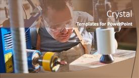  Presentation with drilling - Slide set enhanced with carpenter-with-safety-glasses background and a violet colored foreground