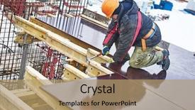  Presentation with carpenter - Presentation with carpenter worker preparing construction formwork background and a coral colored foreground