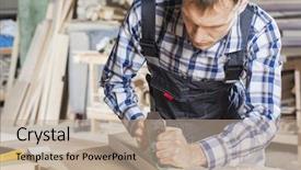  Presentation with carpenter - Cool new slide deck with carpenter working with plane backdrop and a coral colored foreground