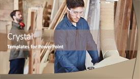  Presentation with carpenter - Amazing slide deck having carpenter-works-on-a-planer backdrop and a coral colored foreground