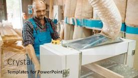  Presentation with woodworking - Presentation theme having carpenter-works-on-plane-machine background and a coral colored foreground