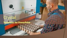  Presentation with factory machine - Slides enhanced with carpenter-works-on-woodworking-machine background and a tawny brown colored foreground