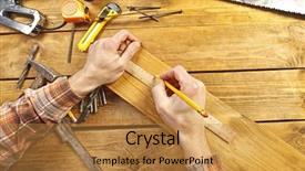  Presentation with carpenter - Colorful slide deck enhanced with carpenter works with wood backdrop and a gold colored foreground