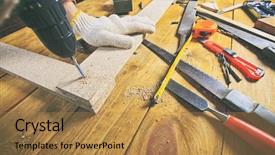  Presentation with carpenter - Audience pleasing PPT theme consisting of carpenter works with wood backdrop and a gold colored foreground