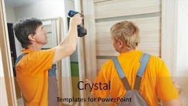  Presentation with internal audit - Amazing presentation design having carpenters at internal door installation backdrop and a gold colored foreground