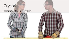  Presentation with safety - Beautiful slide deck featuring carpenters making eye contact backdrop and a light gray colored foreground