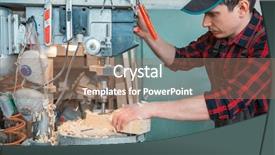  Presentation with drilling machine - Colorful presentation design enhanced with carpenters with electric drill machine backdrop and a coral colored foreground