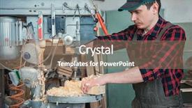  Presentation with drilling machine - Audience pleasing PPT theme consisting of carpenters with electric drill machine backdrop and a coral colored foreground