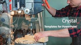  Presentation with drilling machine - Colorful slide deck enhanced with carpenters with electric drill machine backdrop and a ocean colored foreground