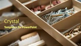  Presentation with gear box - Presentation design consisting of carpentry gear in a plastic box background and a tawny brown colored foreground