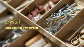  Presentation with gear box - Slide set with carpentry gear in a plastic box background and a tawny brown colored foreground