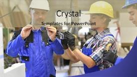  Presentation with security - Slide deck enhanced with carpentry teacher giving security instructions background and a  colored foreground