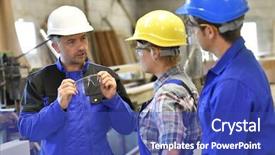  Presentation with security - Slide set consisting of carpentry teacher giving security instructions background and a  colored foreground