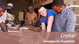  Presentation with south africa - Beautiful PPT theme featuring carpentry workshop south africa backdrop and a coral colored foreground