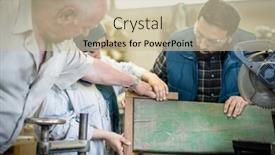  Presentation with workshop tools - Cool new PPT layouts with carpentry workshop with professional tools backdrop and a soft green colored foreground