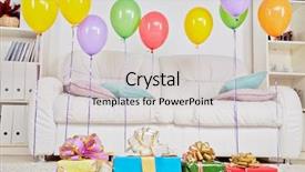 Presentation with boxes light - Presentation design with carpet and birthday air balloons background and a light gray colored foreground