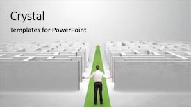  Presentation with red carpet - Audience pleasing PPT layouts consisting of carpet arrow between two maze backdrop and a white colored foreground