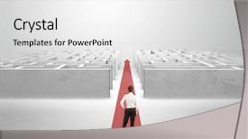  Presentation with red carpet award - Audience pleasing PPT theme consisting of carpet arrow between two maze backdrop and a  colored foreground