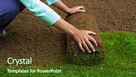  Presentation with role play woman and man - Cool new presentation with carpet installation - woman applying turf rolls backdrop and a tawny brown colored foreground