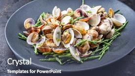  Presentation with green plate - PPT theme having carpet shell with blanched green background and a ocean colored foreground