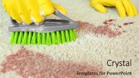  Presentation with liquid detergent - Cool new presentation theme with carpet with brush and detergent backdrop and a soft green colored foreground