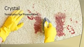  Presentation with rubber gloves - Amazing theme having carpet with brush and detergent backdrop and a soft green colored foreground