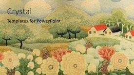  Presentation with carpet - Beautiful presentation theme featuring carpet-with-nature-and-house backdrop and a coral colored foreground