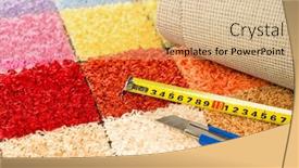  Presentation with tape measure - Audience pleasing presentation design consisting of carpeting-colorful-swatches-boxcutter backdrop and a coral colored foreground