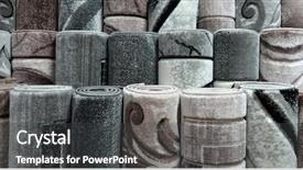  Presentation with roll fabric in store room - Slide deck having carpets variety selection rolled up background and a dark gray colored foreground