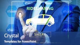  Presentation with carpooling - Slide set featuring carpool - businessman in carpooling and carsharing background and a ocean colored foreground