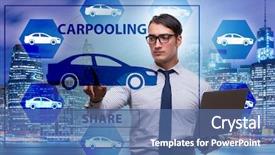  Presentation with carpooling - Slide deck having carpool - businessman in carpooling and carsharing background and a teal colored foreground