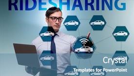  Presentation with carpooling - Slide deck having carpool - businessman in carpooling and carsharing background and a teal colored foreground