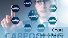  Presentation with carpooling - Cool new slide set with carpool - businessman in carpooling and carsharing backdrop and a light blue colored foreground