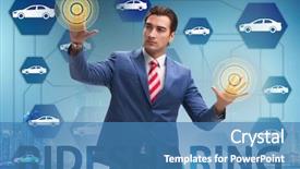  Presentation with carpooling - Cool new PPT theme with carpool - businessman in carpooling and carsharing backdrop and a teal colored foreground