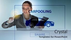  Presentation with carpooling - Cool new presentation theme with carpool - businesswoman in carpooling and carsharing backdrop and a light blue colored foreground