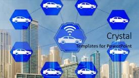  Presentation with carpooling - Beautiful slide set featuring carpool - ridesharing and carpooling concept backdrop and a  colored foreground