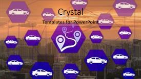  Presentation with carpooling - Colorful presentation design enhanced with carpool - ridesharing and carpooling concept backdrop and a coral colored foreground