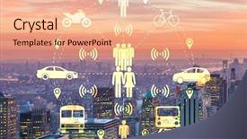  Presentation with carpooling - Cool new slide deck with carpool - ridesharing and carpooling concept backdrop and a coral colored foreground