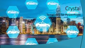  Presentation with carpooling - Cool new presentation design with carpool - ridesharing and carpooling concept backdrop and a teal colored foreground